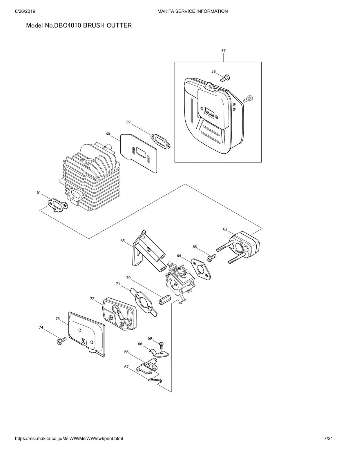 Vue éclatée Makita DBC4010 - page 7