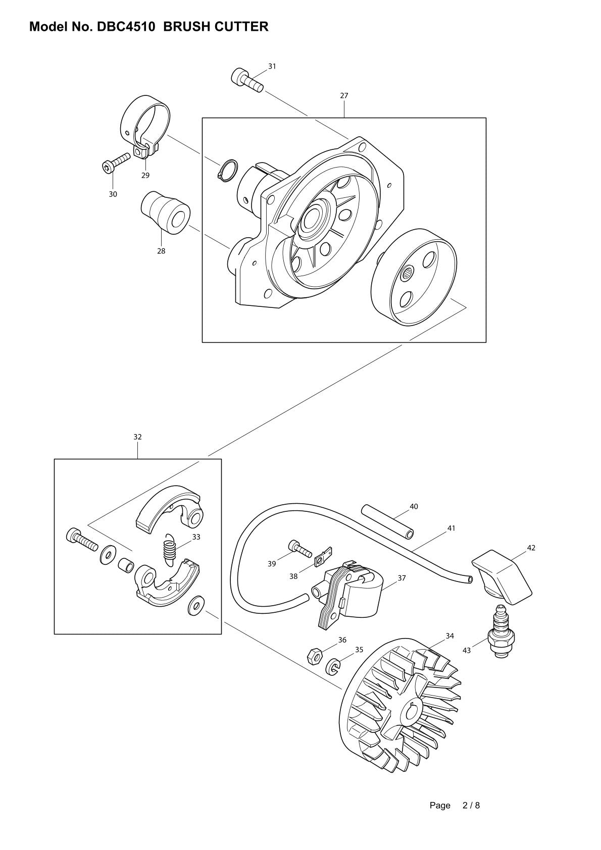 Vue éclatée Makita DBC4510 - page 2