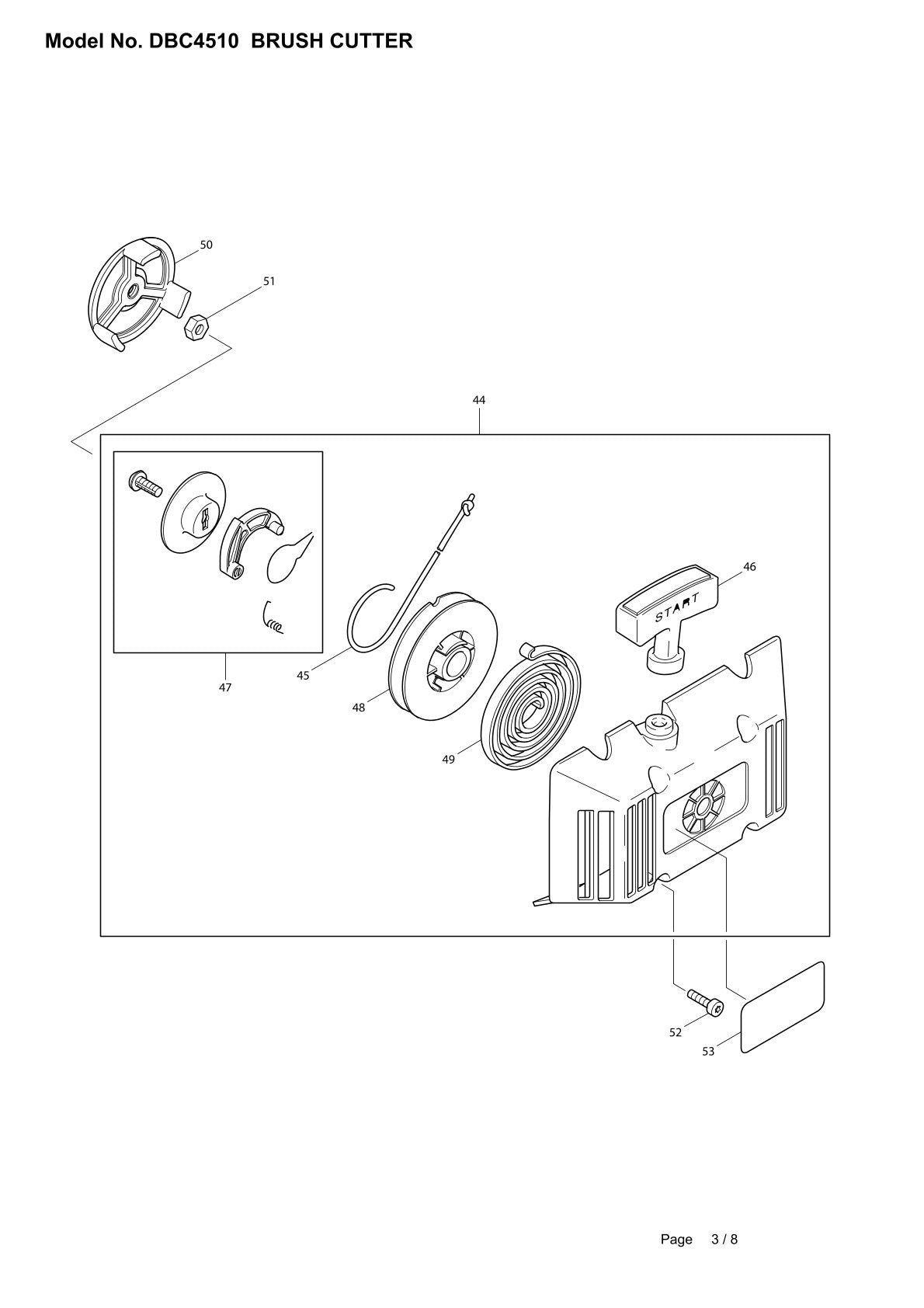 Vue éclatée Makita DBC4510 - page 3