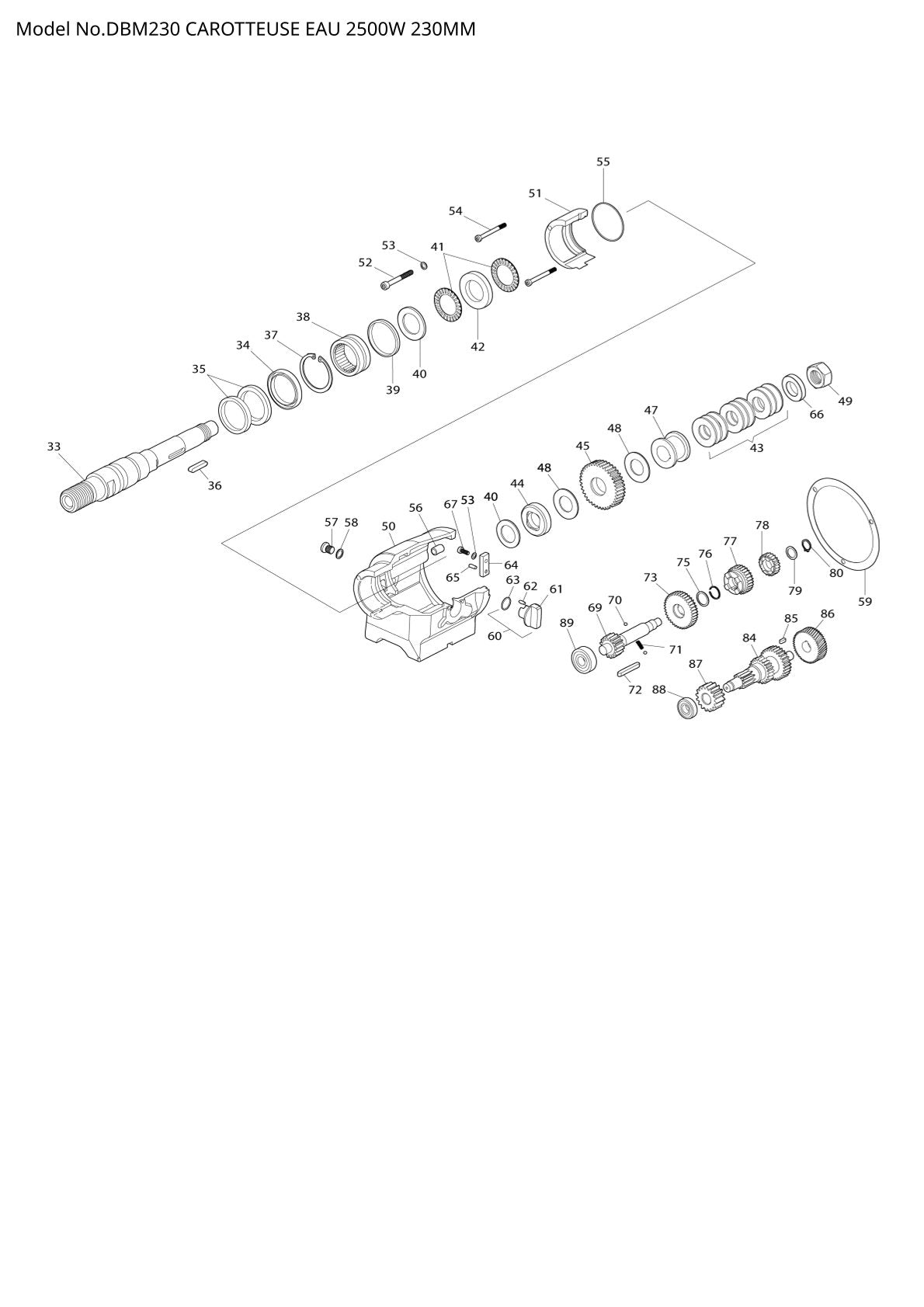 Vue éclatée Makita DBM230 - page 1
