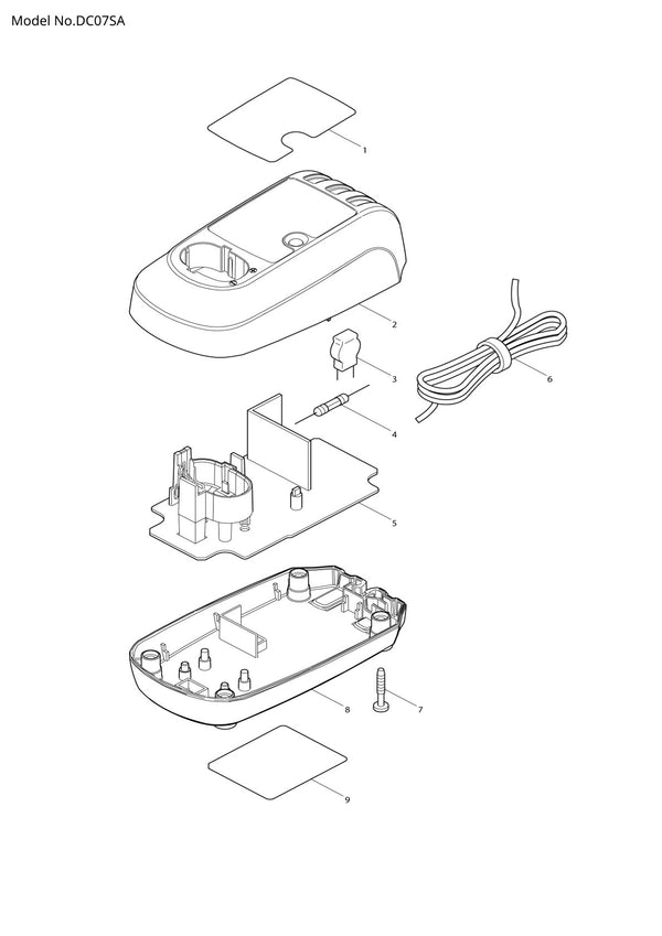 Vue éclatée Makita DC07SA - page 1