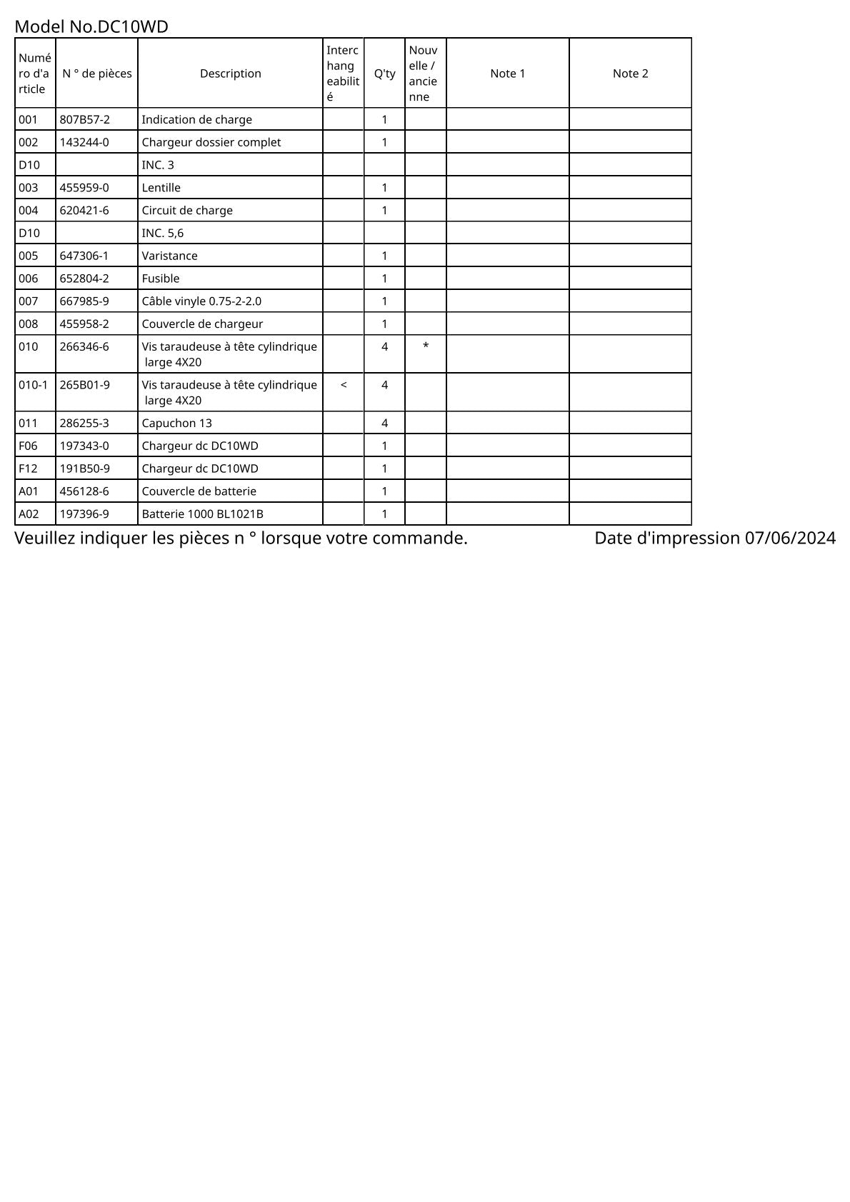 Vue éclatée Makita DC10WD - page 2