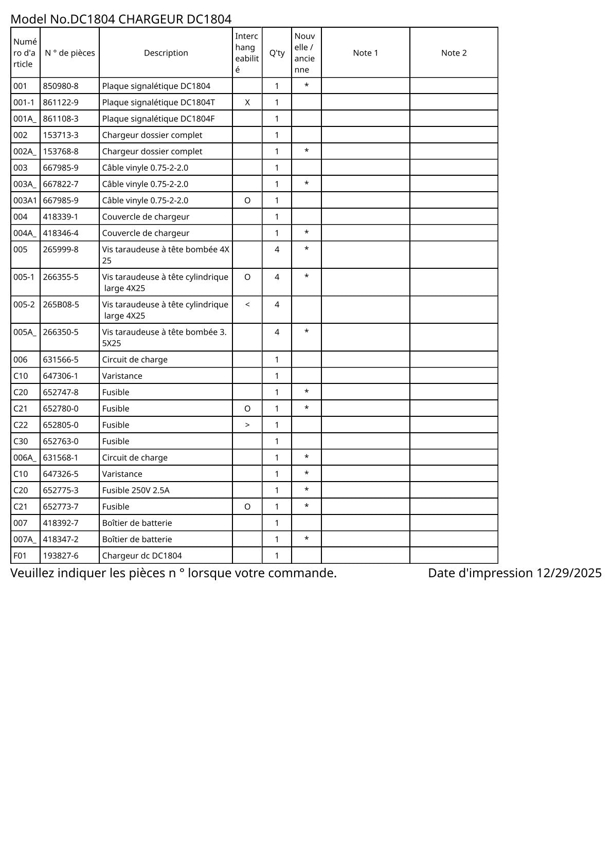 Vue éclatée Makita DC1804 - page 2