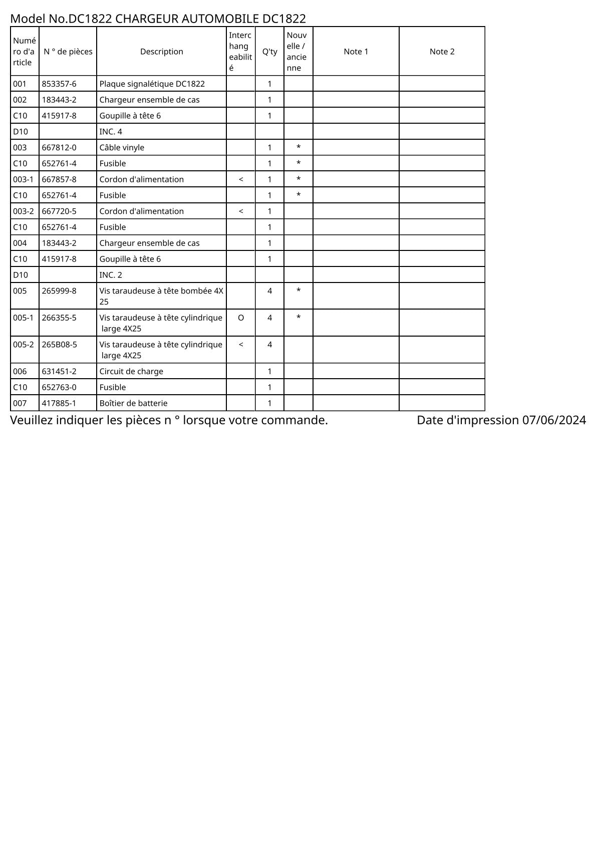 Vue éclatée Makita DC1822 - page 2