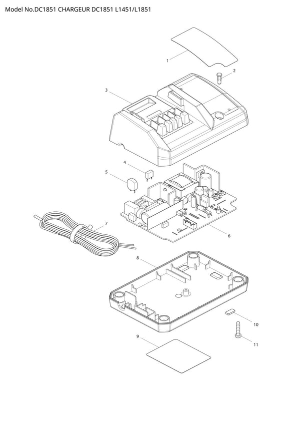 Vue éclatée Makita DC1851 - page 1