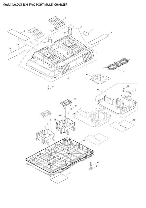 Vue éclatée Makita DC18SH - page 1