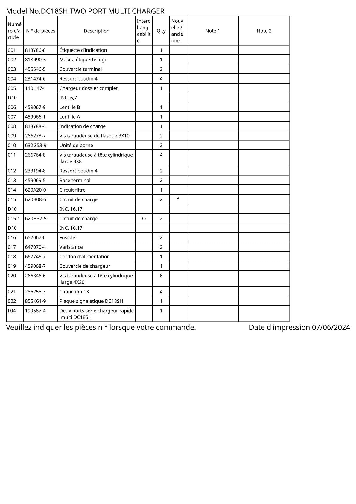 Vue éclatée Makita DC18SH - page 2