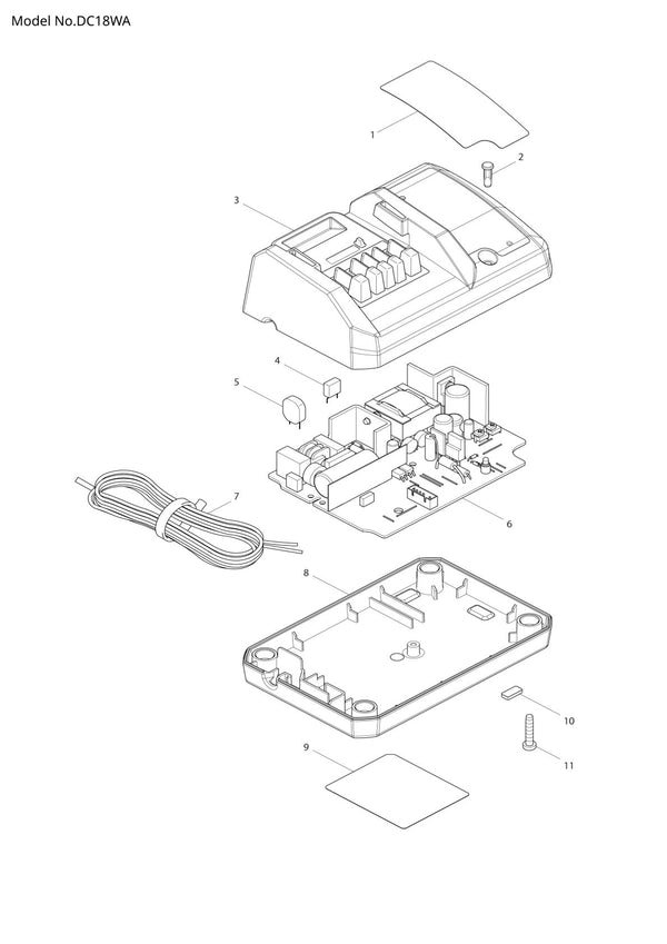 Vue éclatée Makita DC18WA - page 1