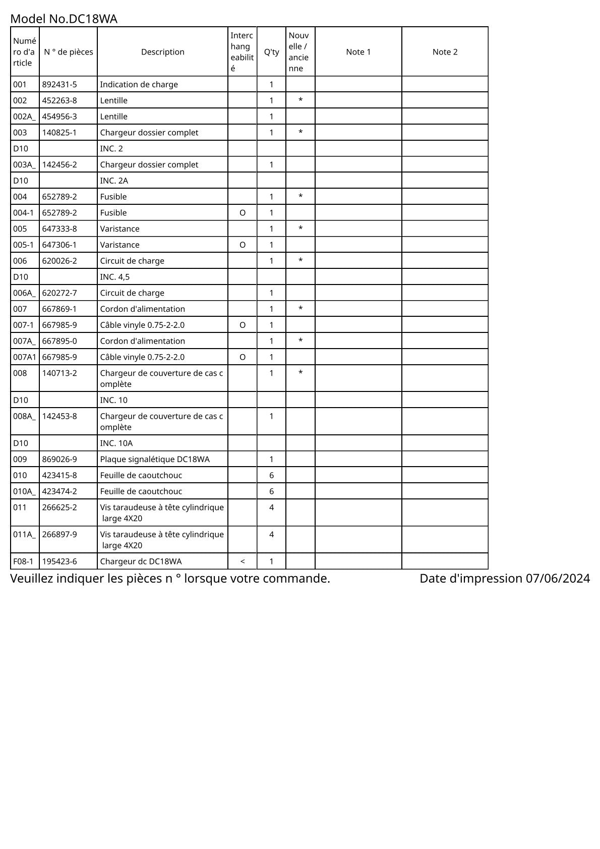 Vue éclatée Makita DC18WA - page 2