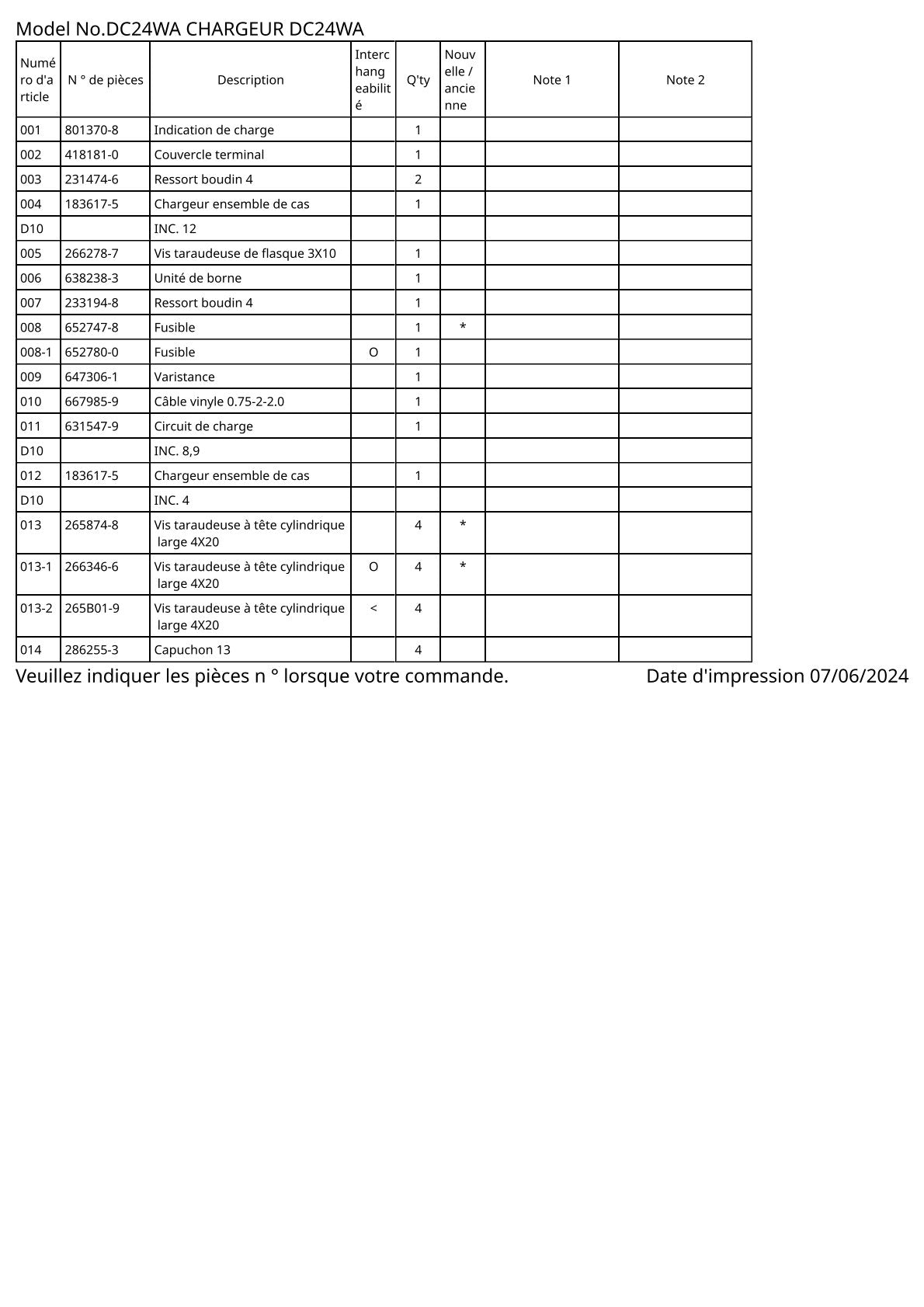 Vue éclatée Makita DC24WA - page 2