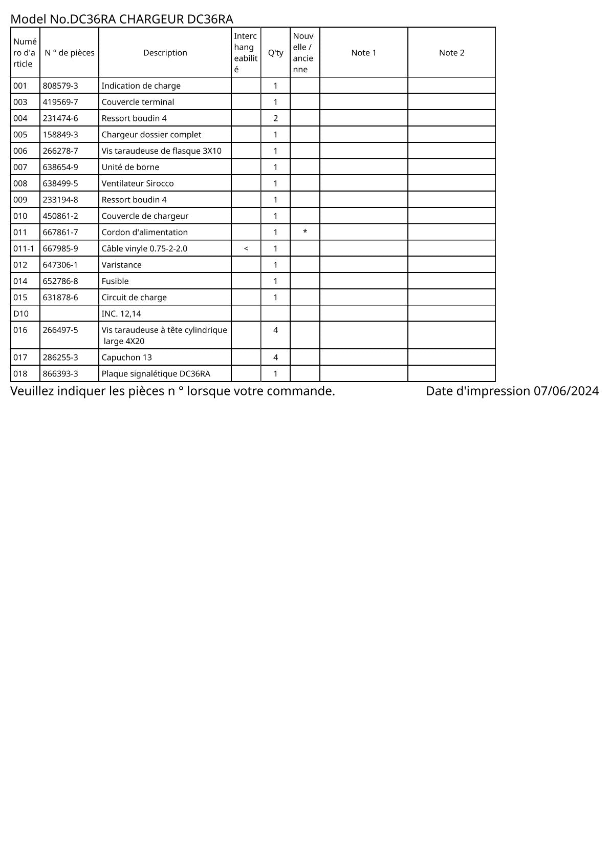 Vue éclatée Makita DC36RA - page 2