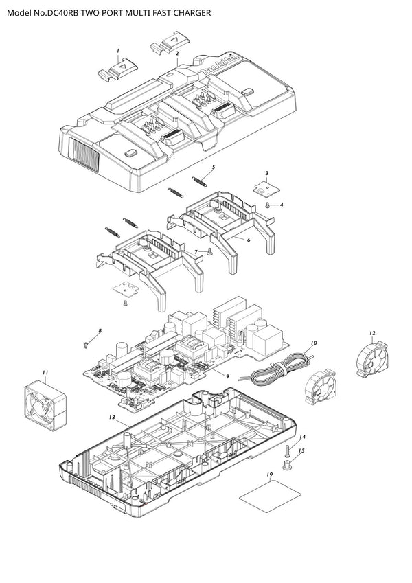 Vue éclatée Makita DC40RB - page 1