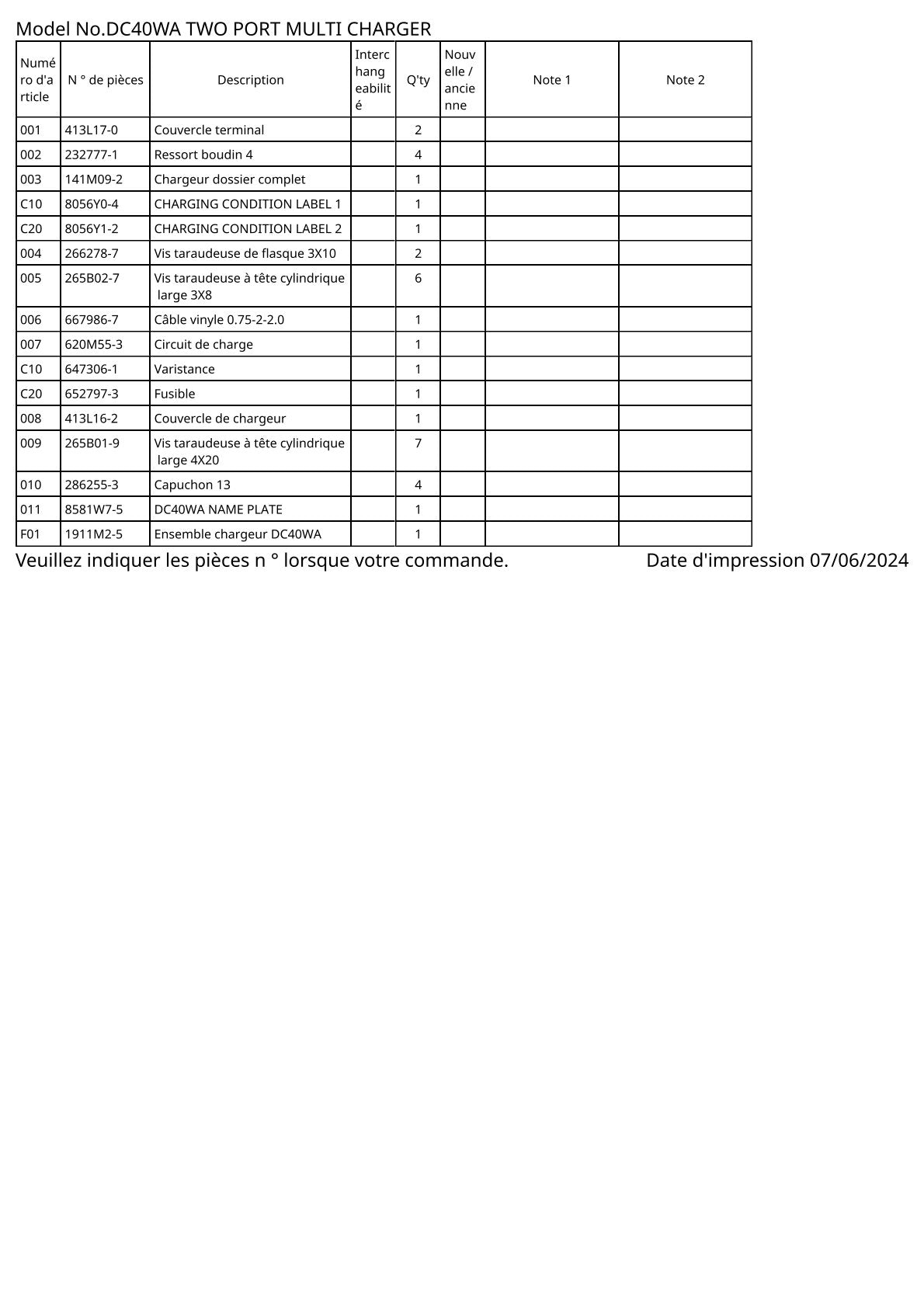 Vue éclatée Makita DC40WA - page 2