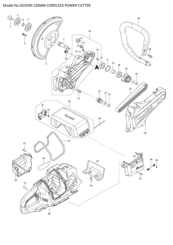 Vue éclatée Makita DCE090 - page 1