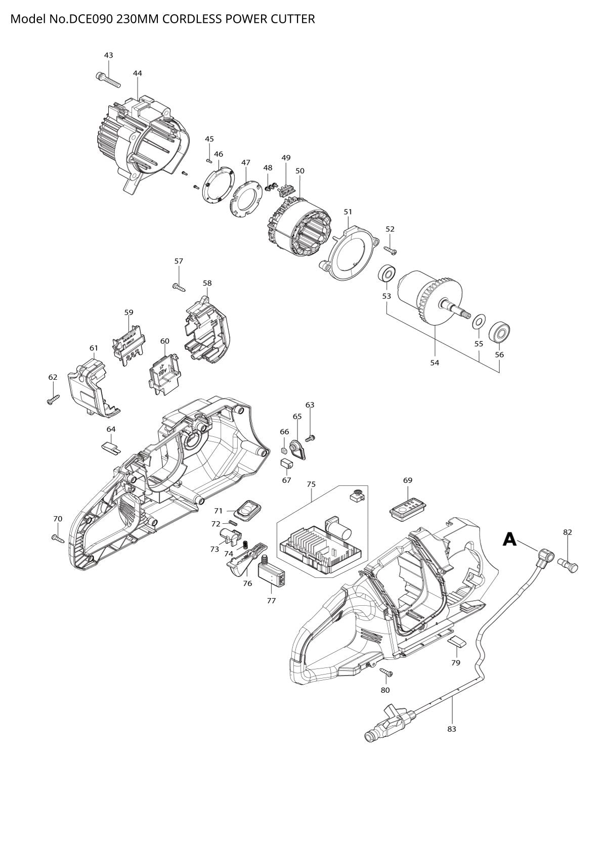 Vue éclatée Makita DCE090 - page 2