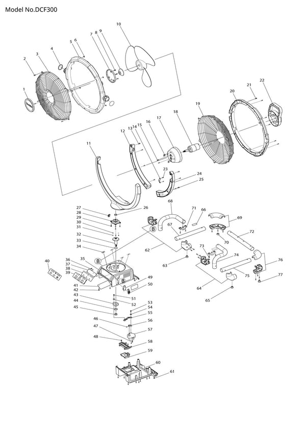 Vue éclatée Makita DCF300 - page 1