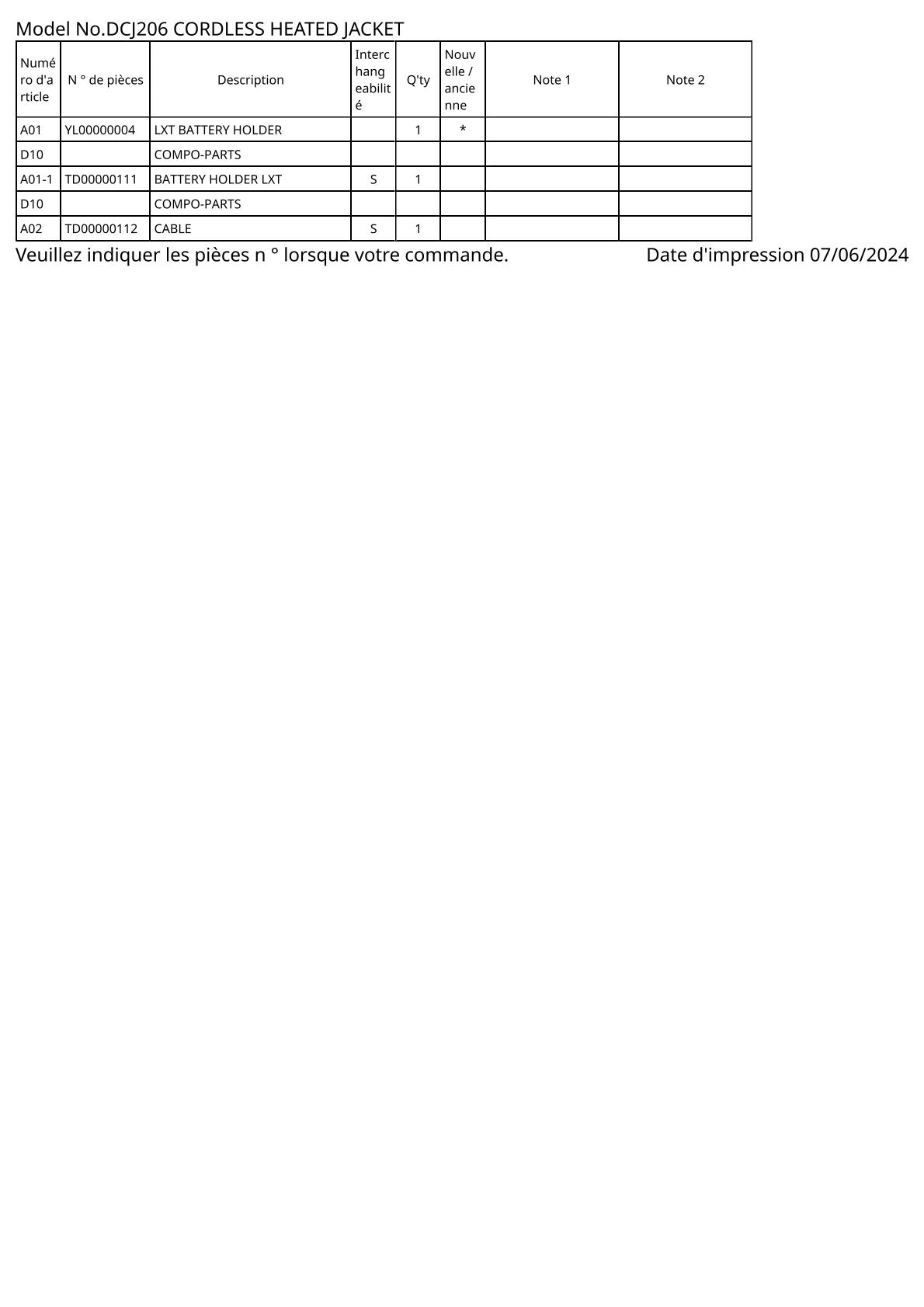 Vue éclatée Makita DCJ206 - page 2