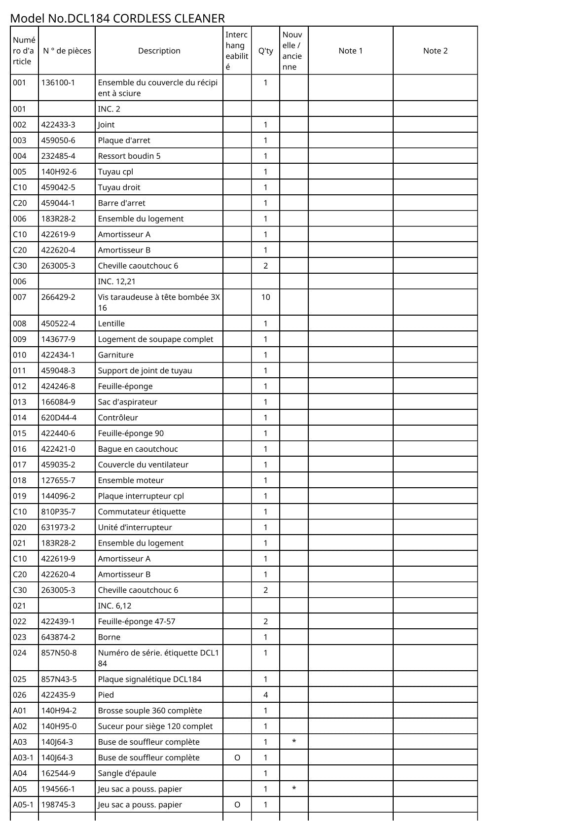 Vue éclatée Makita DCL184 - page 2