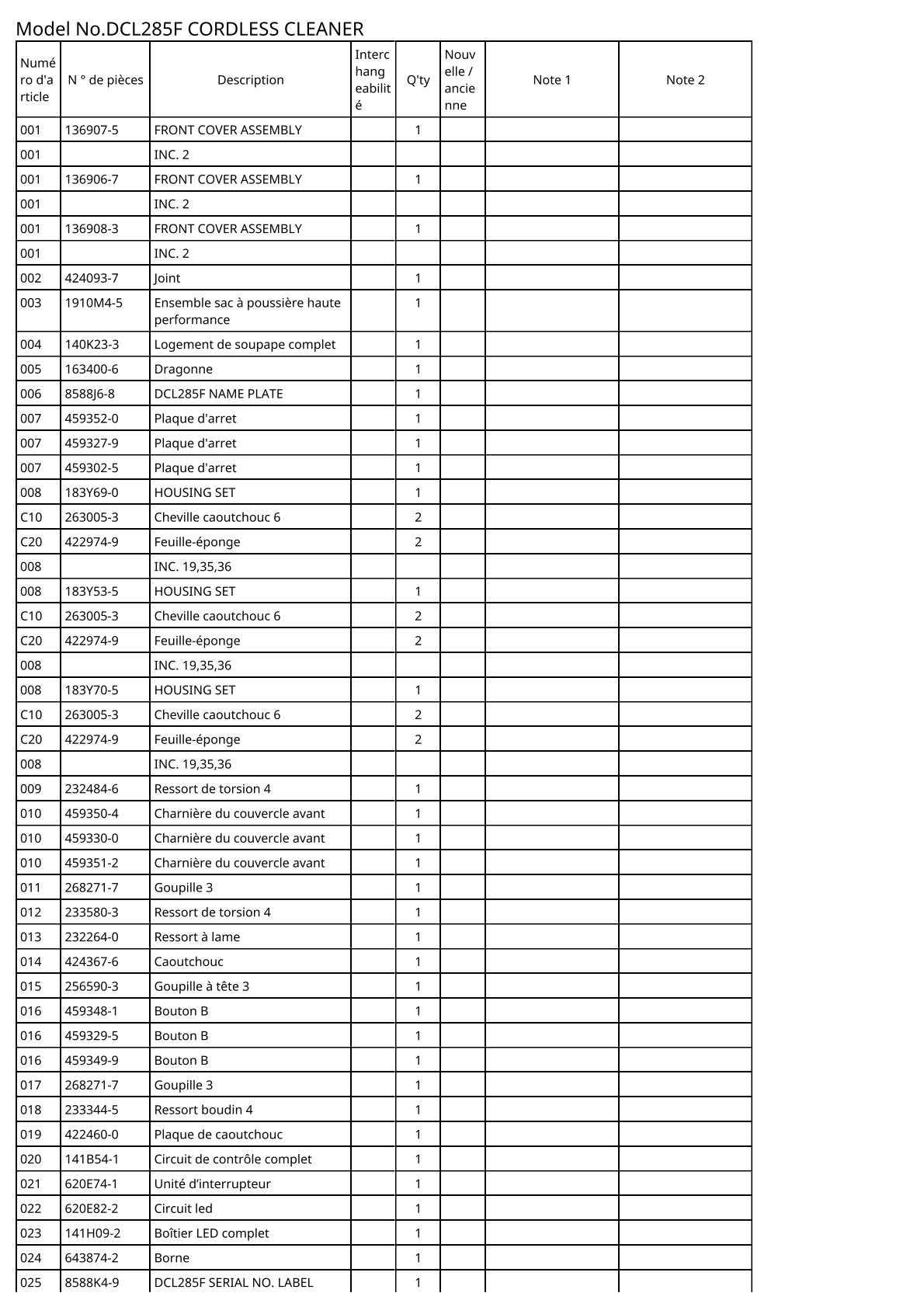 Vue éclatée Makita DCL285F - page 2