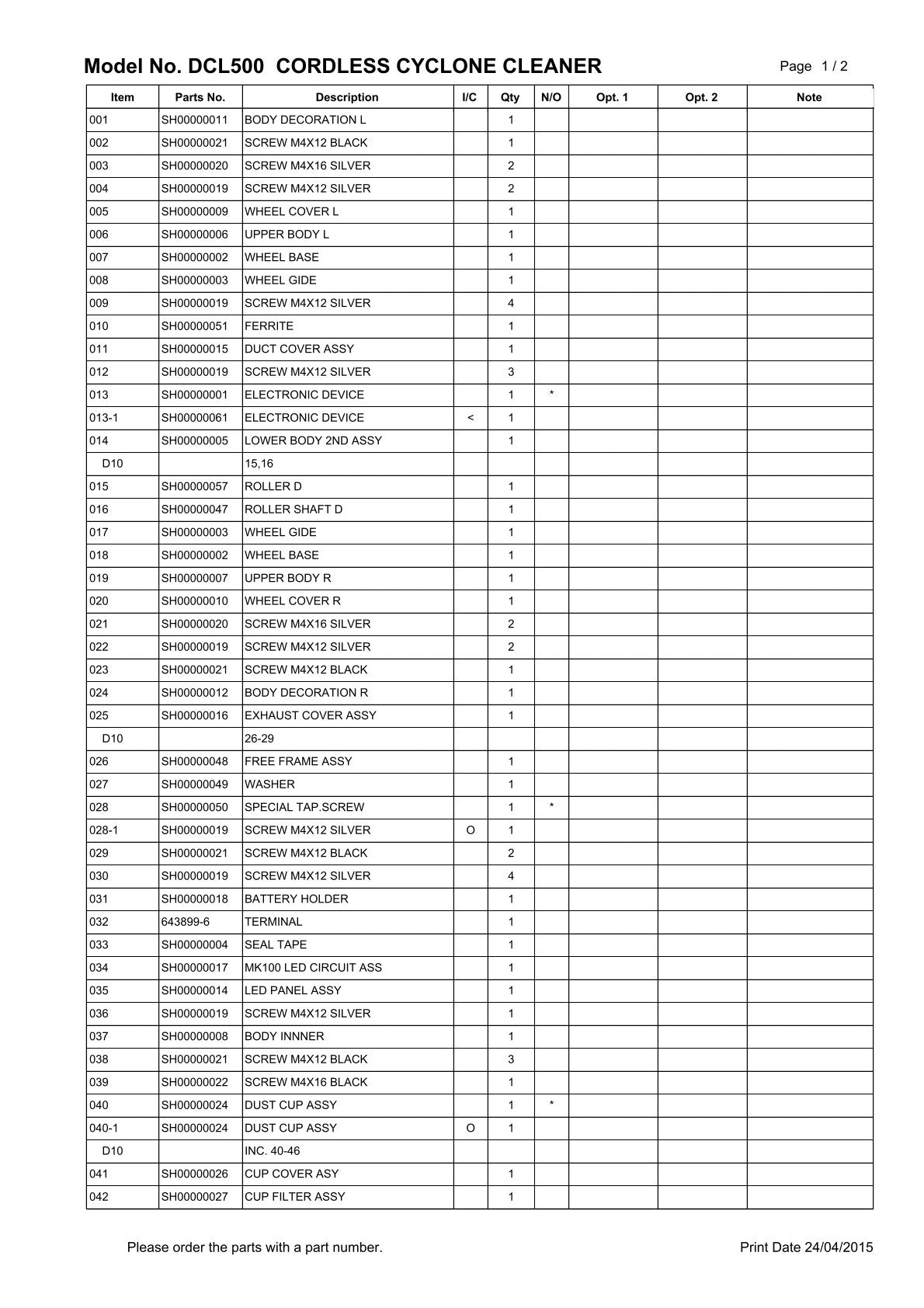 Vue éclatée Makita DCL500 - page 4