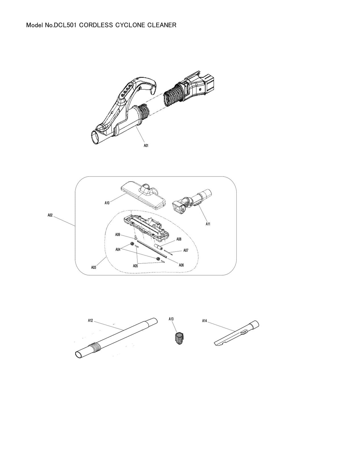 Vue éclatée Makita DCL501 - page 3
