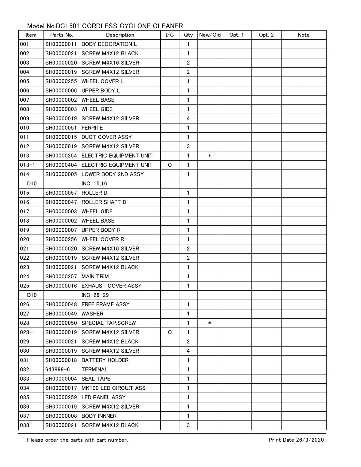 Vue éclatée Makita DCL501 - page 4