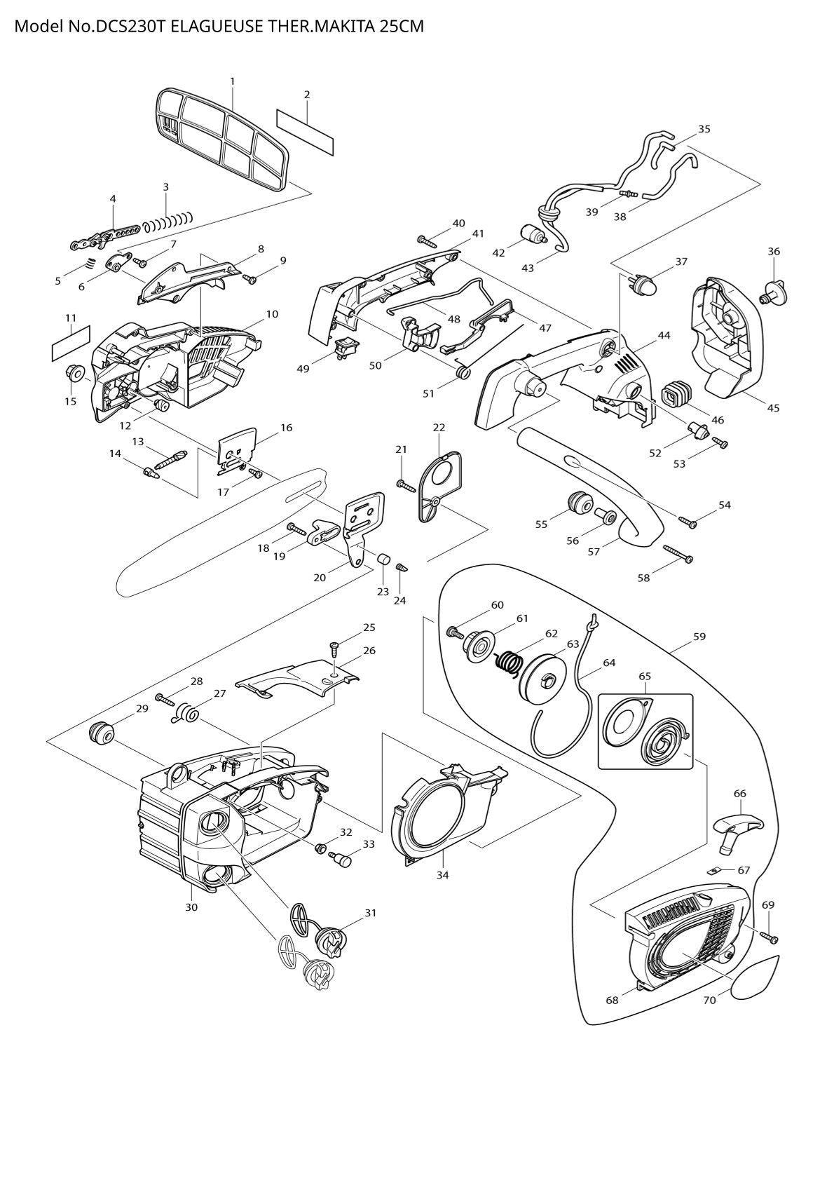 Vue éclatée Makita DCS230T - page 1