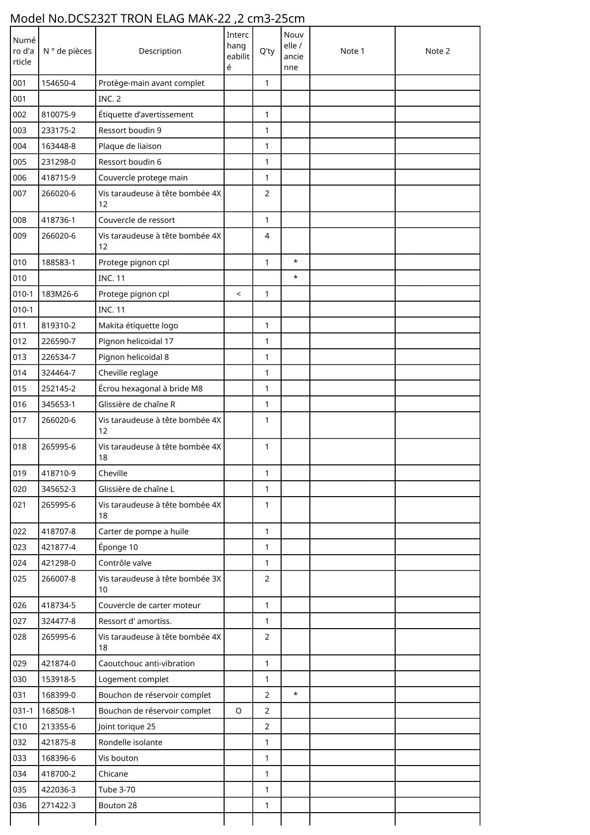 Vue éclatée Makita DCS232T - page 4