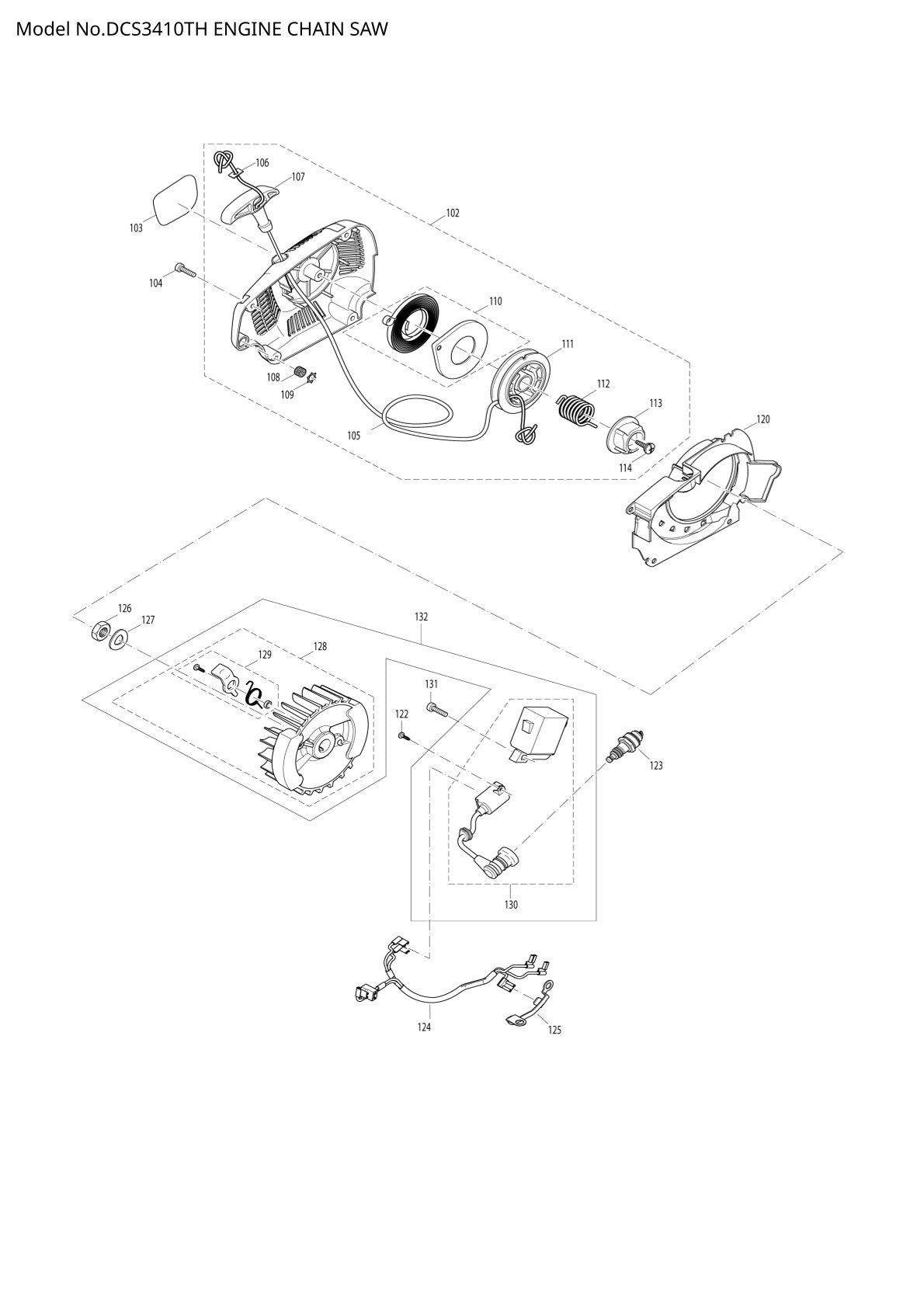 Vue éclatée Makita DCS3410TH - page 4