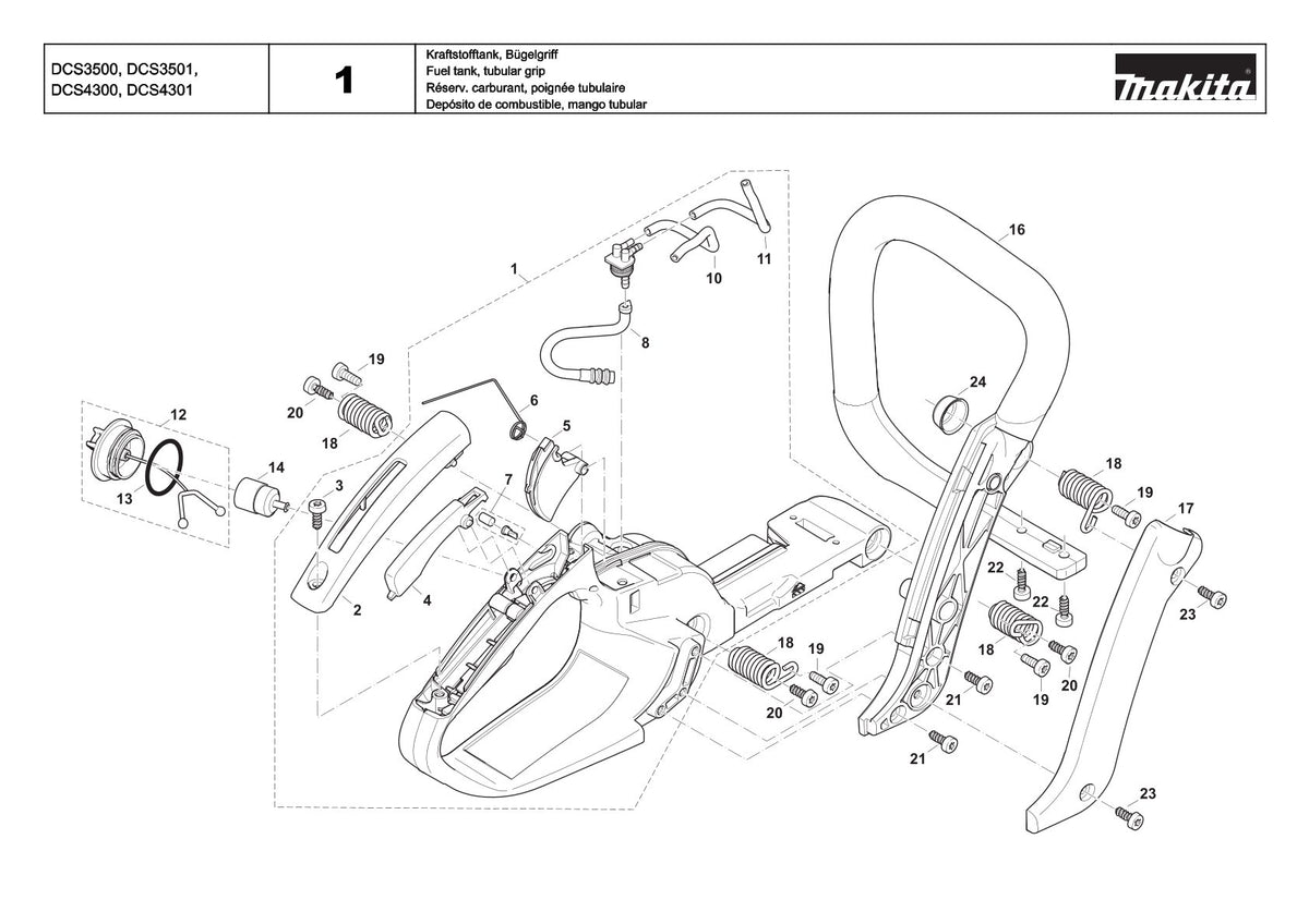 Vue éclatée Makita DCS4301 - page 2