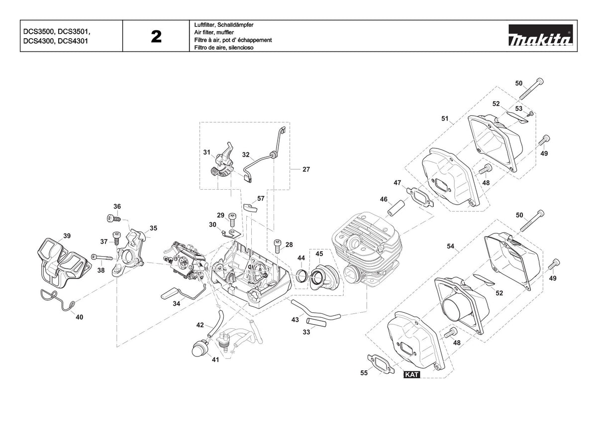 Vue éclatée Makita DCS4301 - page 4