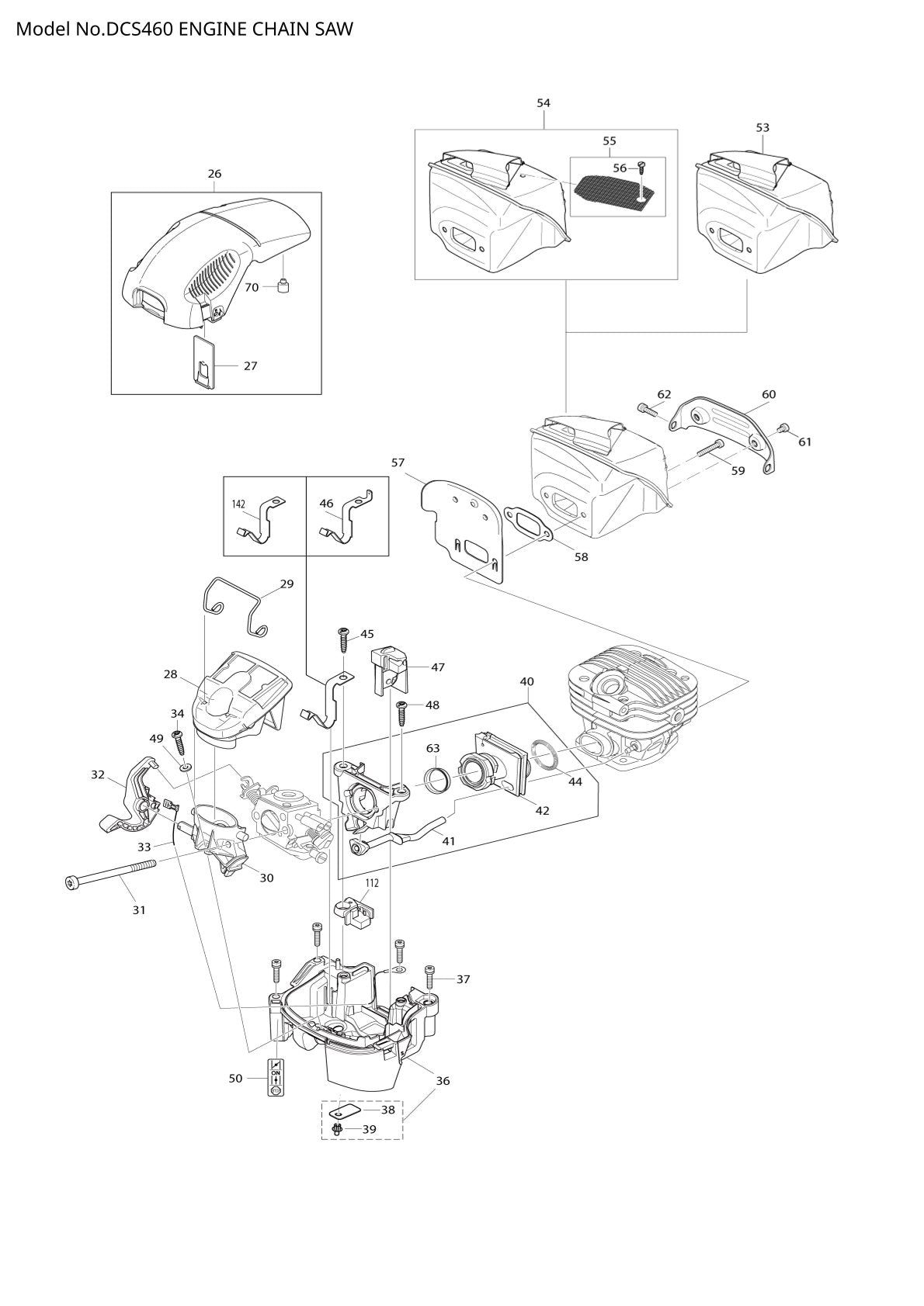 Vue éclatée Makita DCS460 - page 2