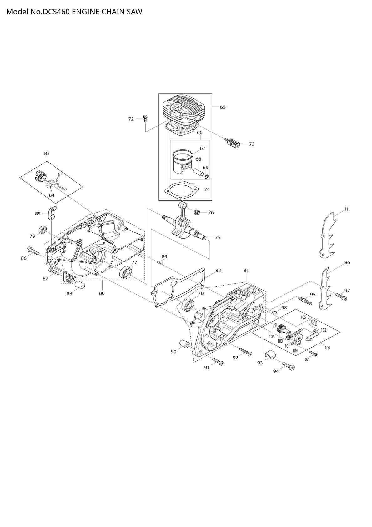 Vue éclatée Makita DCS460 - page 3
