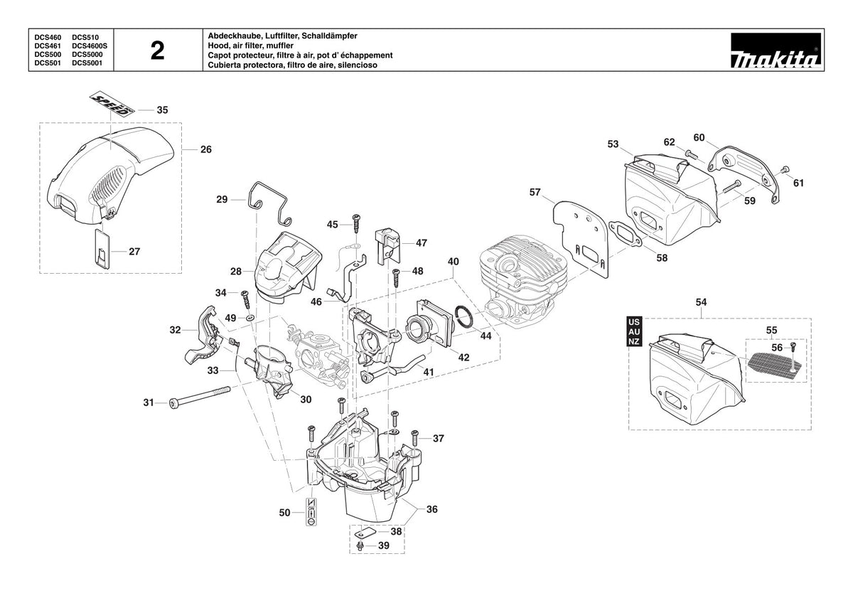 Vue éclatée Makita DCS4600S - page 4