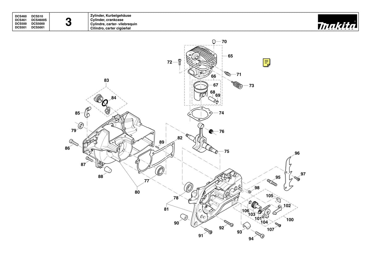 Vue éclatée Makita DCS461 - page 6
