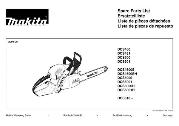 Vue éclatée Makita DCS5000 - page 1