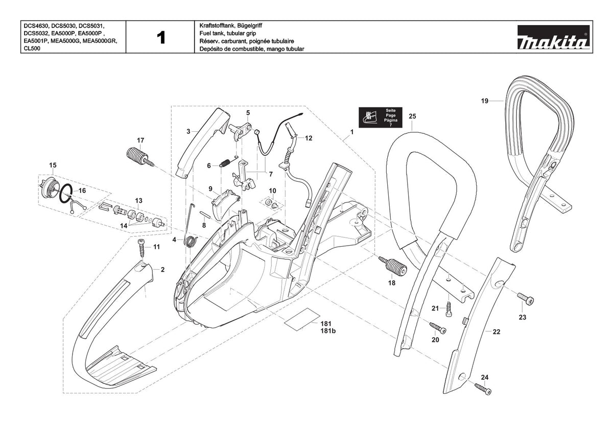 Vue éclatée Makita DCS5030 - page 2