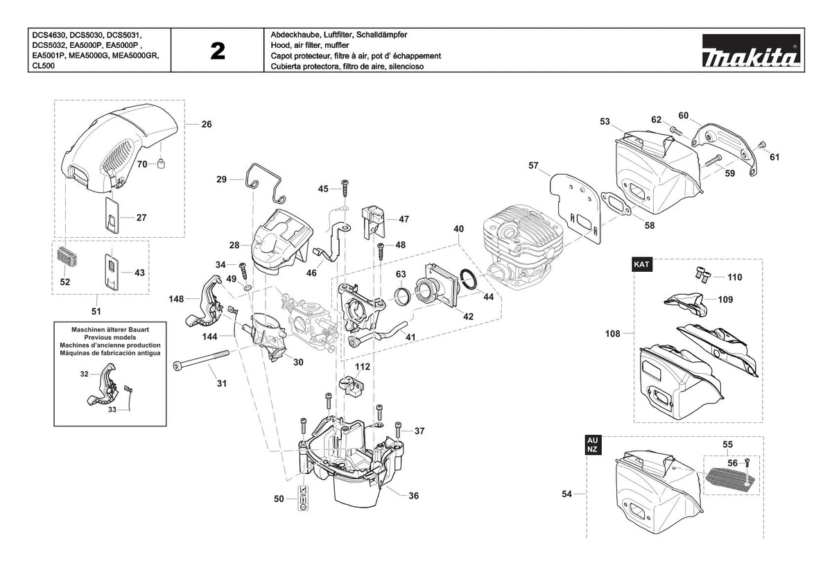 Vue éclatée Makita DCS5030 - page 8