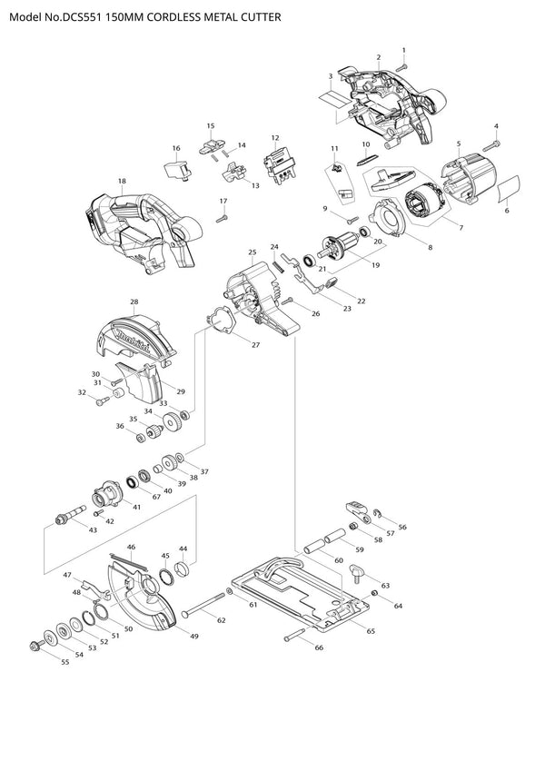 Vue éclatée Makita DCS551 - page 1