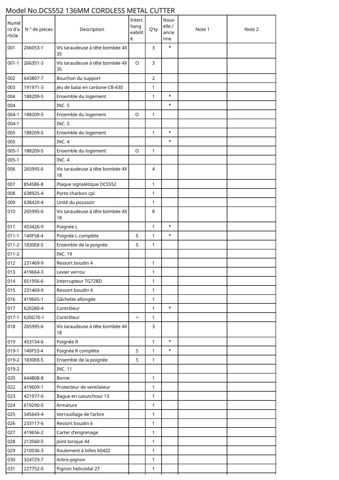 Vue éclatée Makita DCS552 - page 2