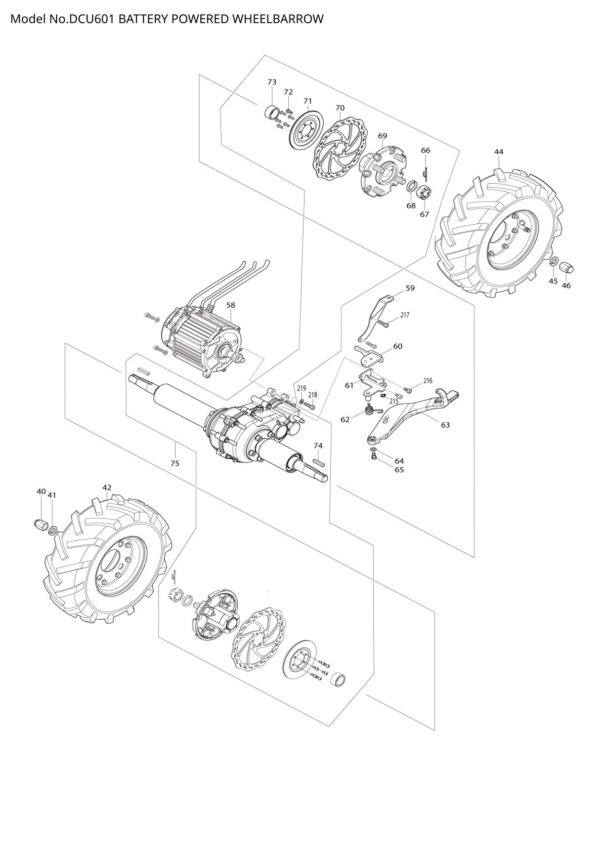 Vue éclatée Makita DCU601 - page 2