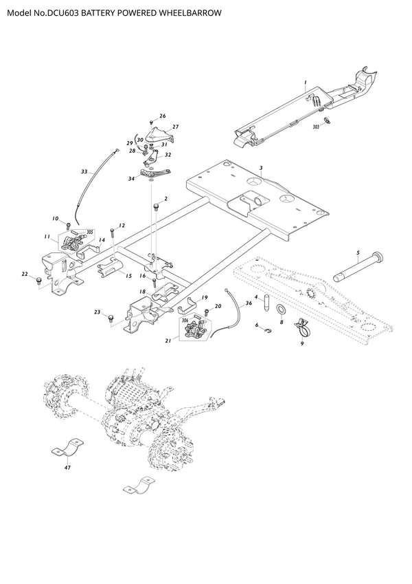 Vue éclatée Makita DCU603 - page 1