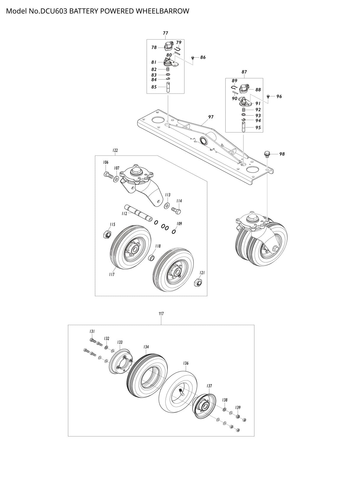Vue éclatée Makita DCU603 - page 3
