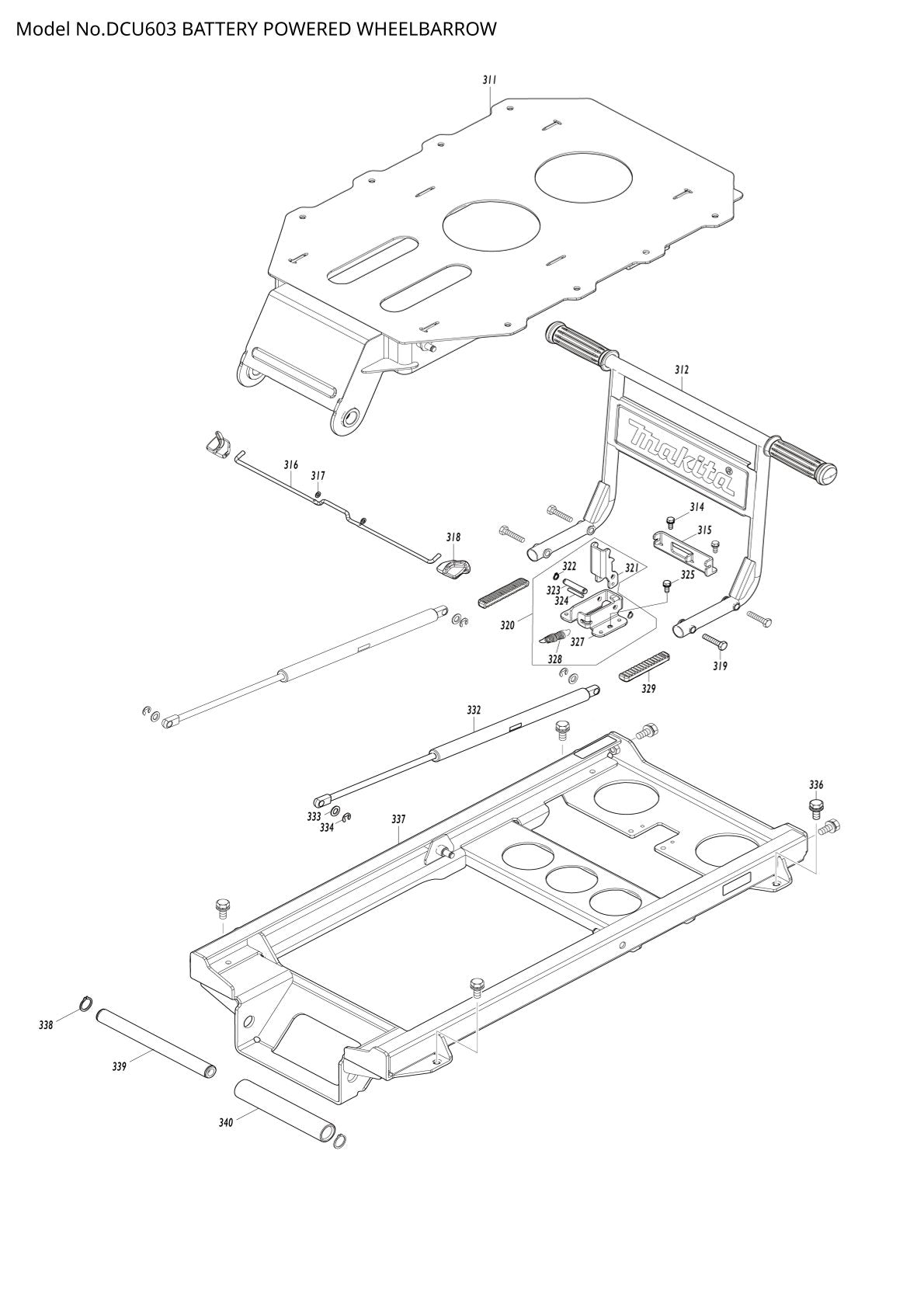 Vue éclatée Makita DCU603 - page 8