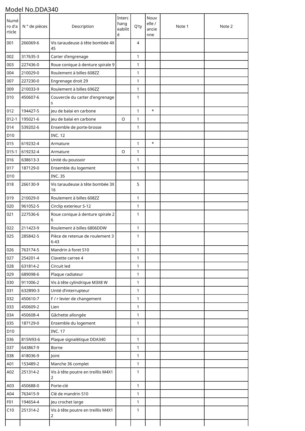 Vue éclatée Makita DDA340 - page 2