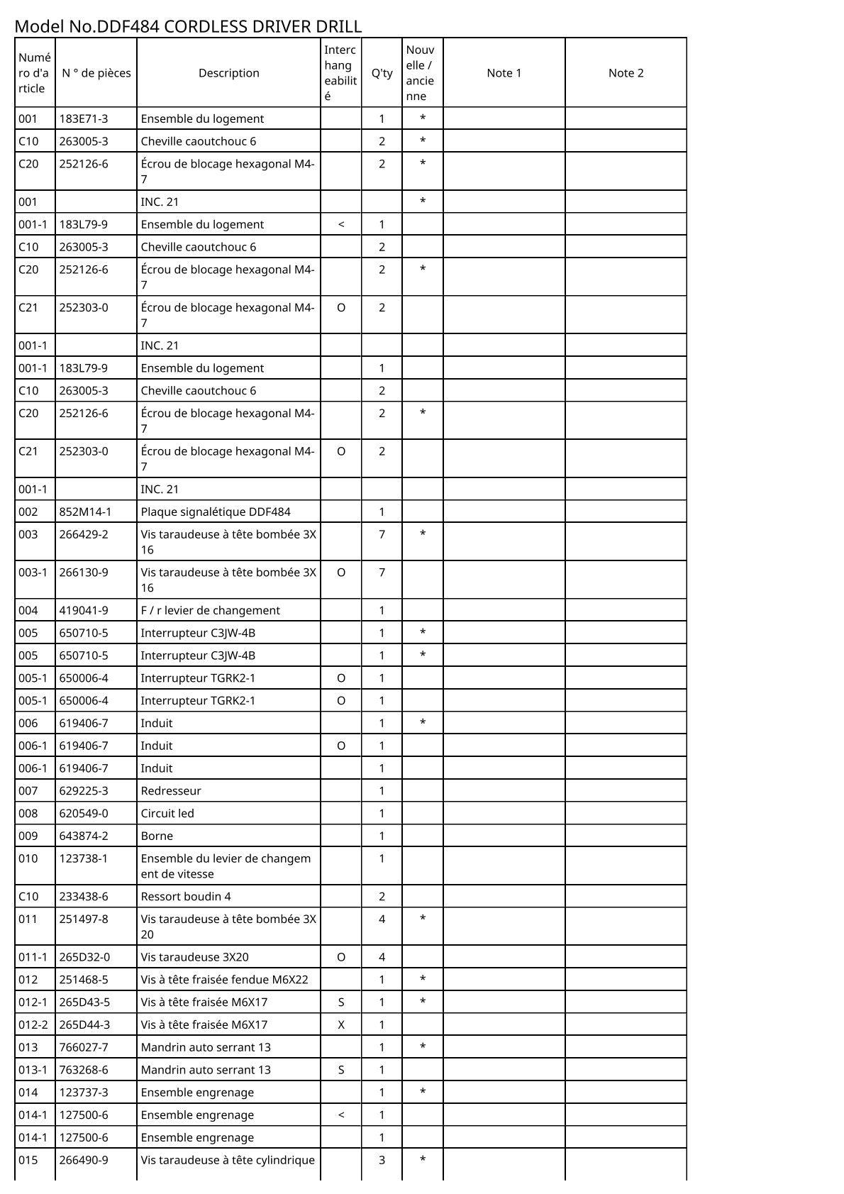 Vue éclatée Makita DDF484 - page 2