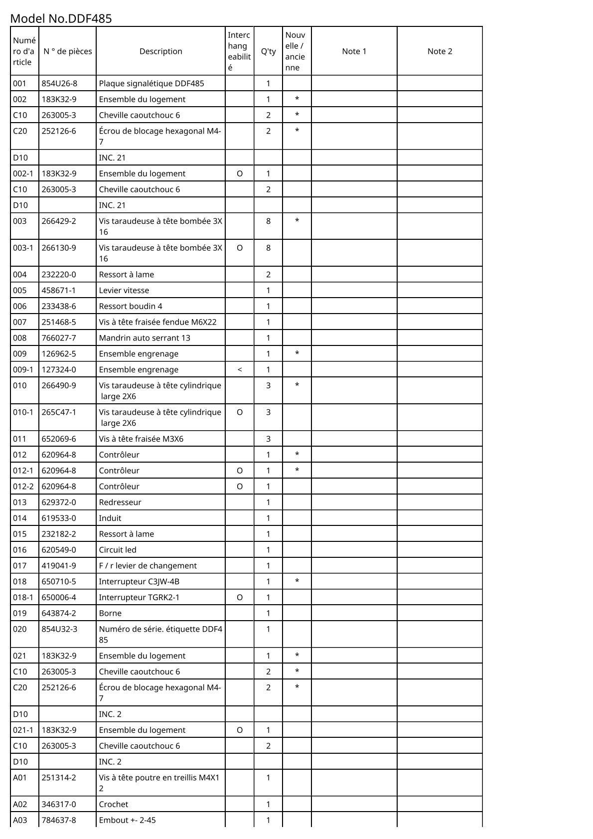 Vue éclatée Makita DDF485 - page 2