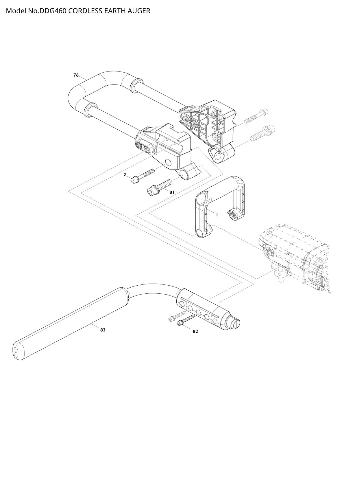 Vue éclatée Makita DDG460 - page 2