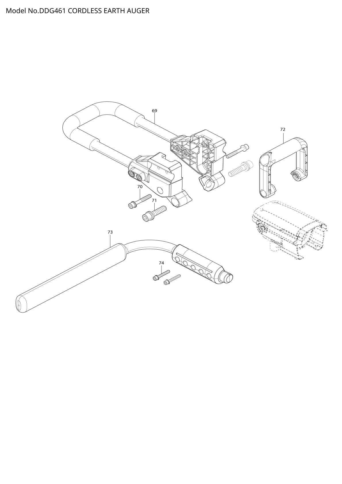 Vue éclatée Makita DDG461 - page 2