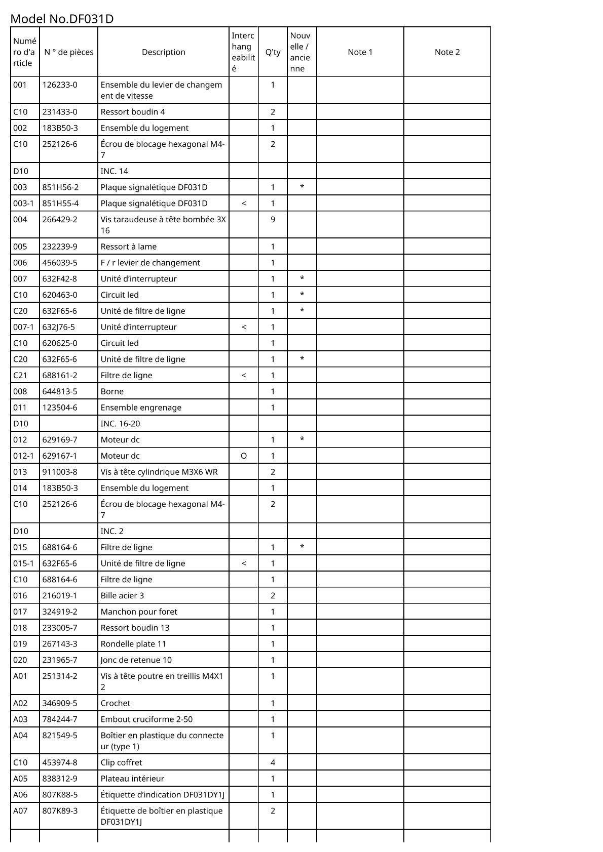 Vue éclatée Makita DF031D - page 2